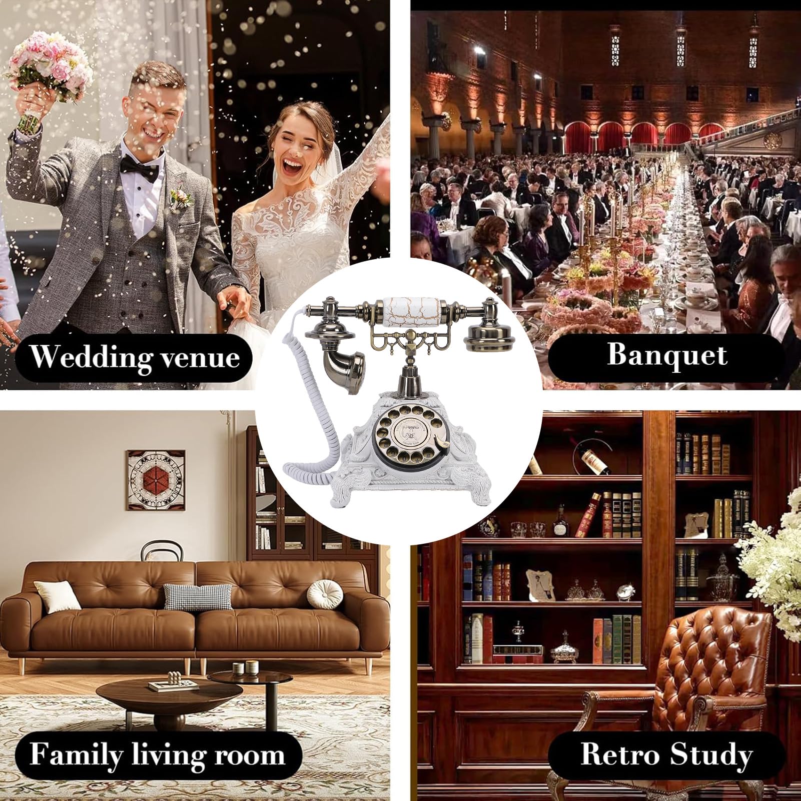 Telefono per Matrimonio con Libro degli Ospiti Audio, Registratore Vocale Unico Messaggi Audio Personalizzati Libro degli Ospiti per Matrimonio Telefono Classic Alternativo (White)