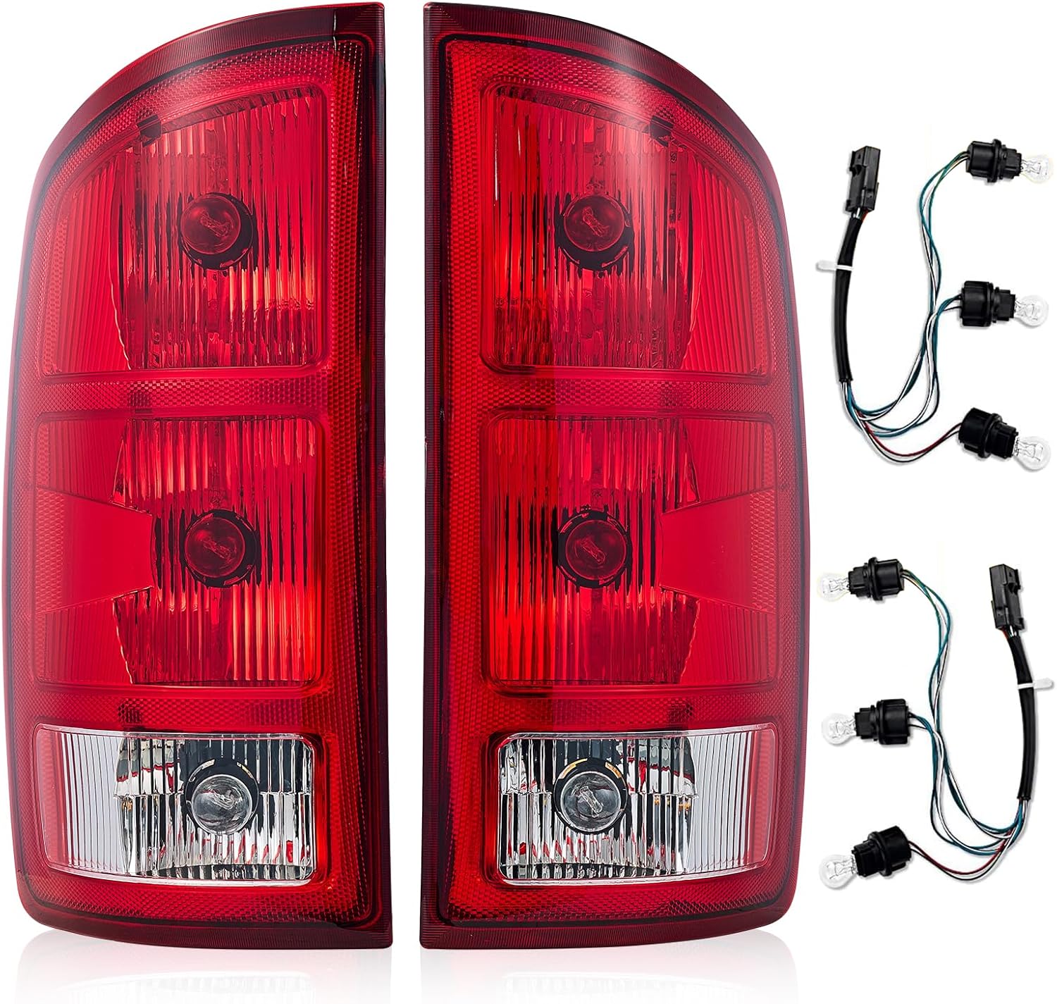 Rear Tail Light assembly for 2002-2006 Dodge Ram 1500 2500 3500 with Bulb harness 2Pcs Red