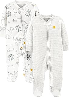 Simple Joys by Carter's unisex-baby 2-way Zip Thermal Footed Sleep and Play, Pack of 2