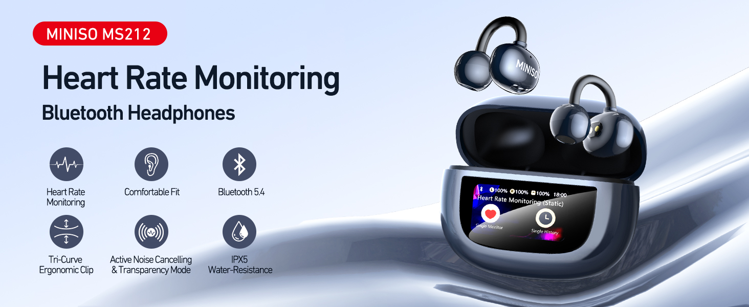 Amazon.com: MINISO MS212 Clip-On Ear Headphones with Heart Rate