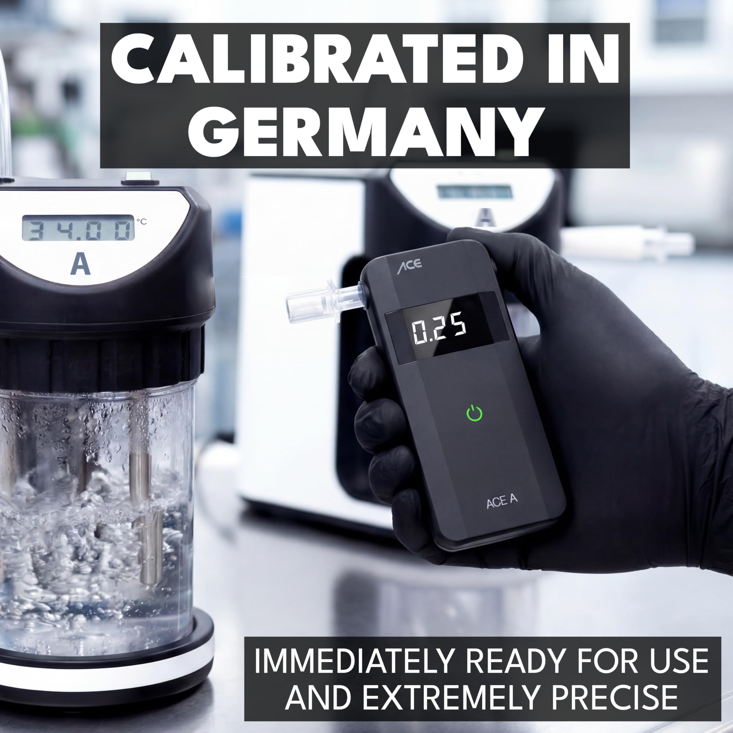 ACE A Alkotester digitaler Alkoholtester mit elektrochemischem Sensor Schwarz