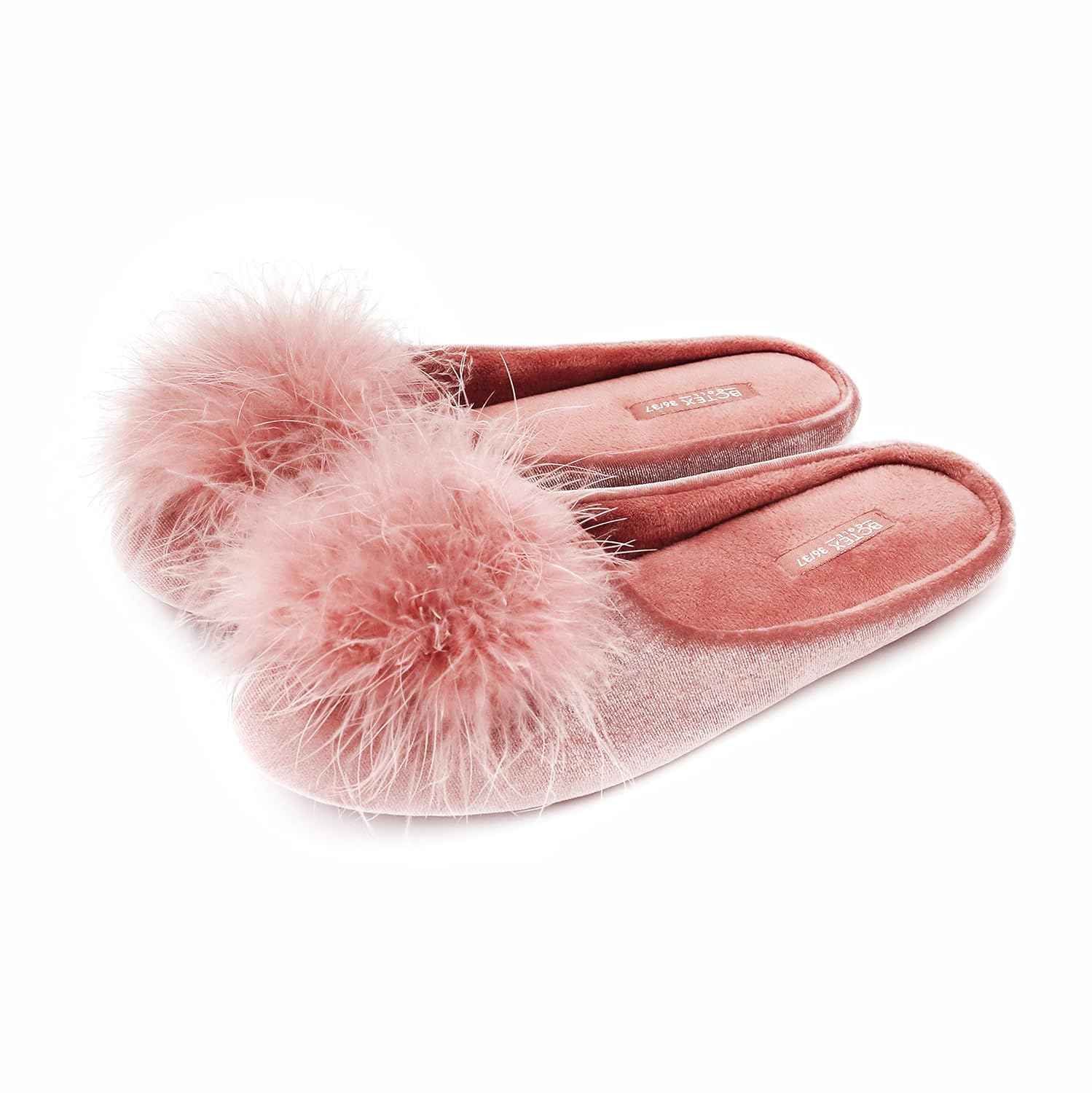 BCTEX COLL Womens Cozy Velvet Memory Foam House Slipper Ladies Fuzzy Bedroom Slipper Non-slip Sole