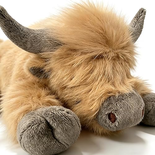 Miniatura 8 de uoozii Animales de peluche con peso de vaca de las tierras altas de 20 pulgadas  4 libras con almohadilla térmica sin perfume para microondas, lindo