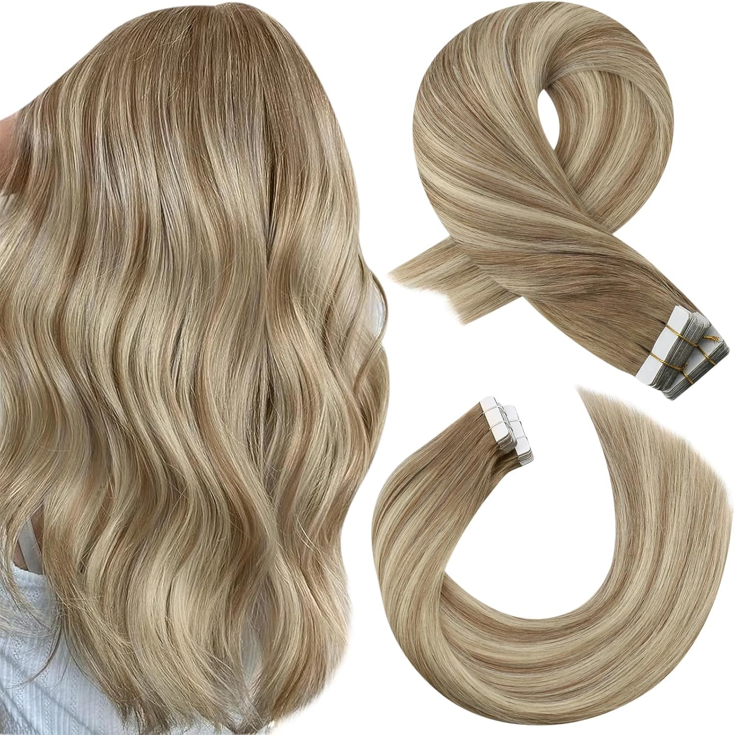 Moresoo Extensions Echthaar Tape in Unsichtbar Tape Extensions Echthaar