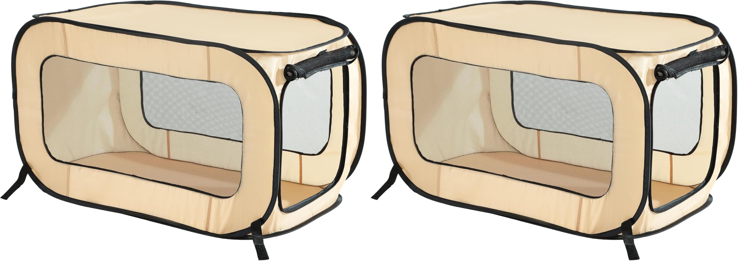 Beatrice Home Fashions Taşınabilir, Katlanabilir, Pop Up Seyahat Evcil Hayvanı, Kedi ve Köpek Kulübesi, 24" U x 16" G x 16" Y, Bej (2 paketi)