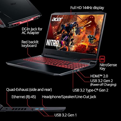 Miniatura 6 de Acer Nitro 5 AN515-55-53E5 portátil para videojuegos con Intel Core i5-10300H unidad de procesamiento de gráficos NVIDIA GeForce RTX 3050 pantalla