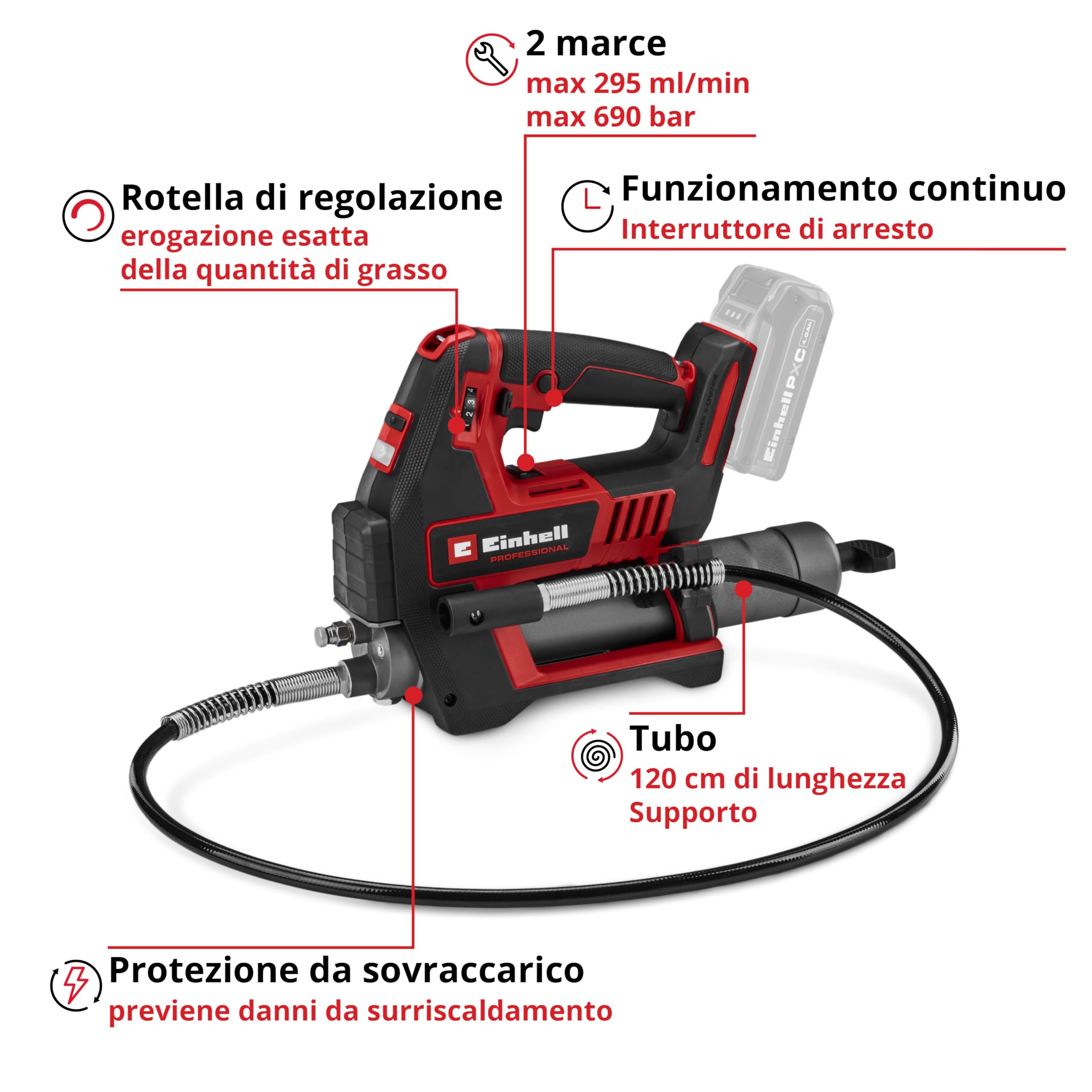 Einhell Professional TP-GR 18/690 Li Ingrassatore a batteria 18 V 690 bar