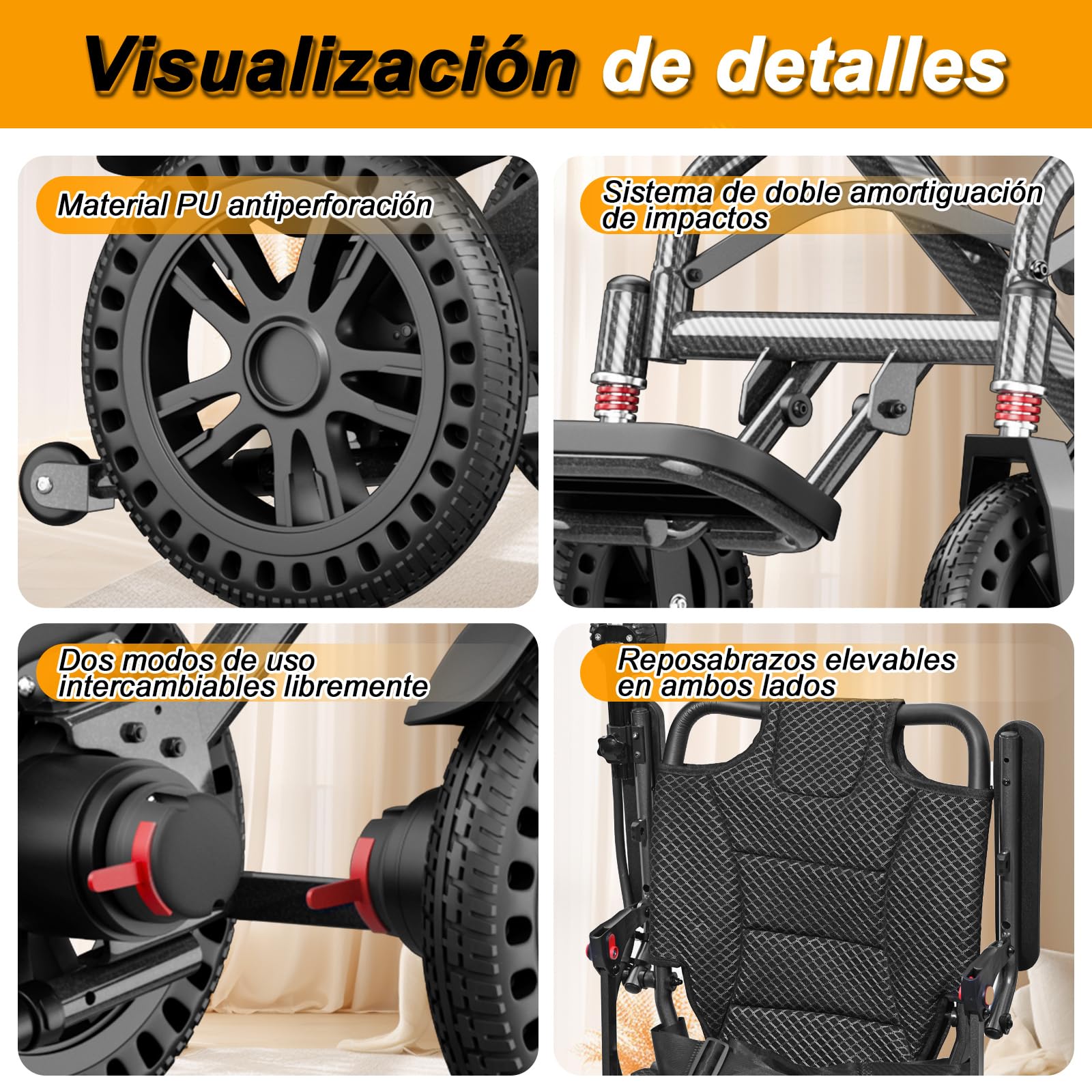 D14 Silla de ruedas eléctrica plegable, alcance 40km, equipada con 2 baterías litio 12Ah, carga 150KG, silla de ruedas eléctrica de aleación de aluminio, para mayores y con movilidad limitada-Negro