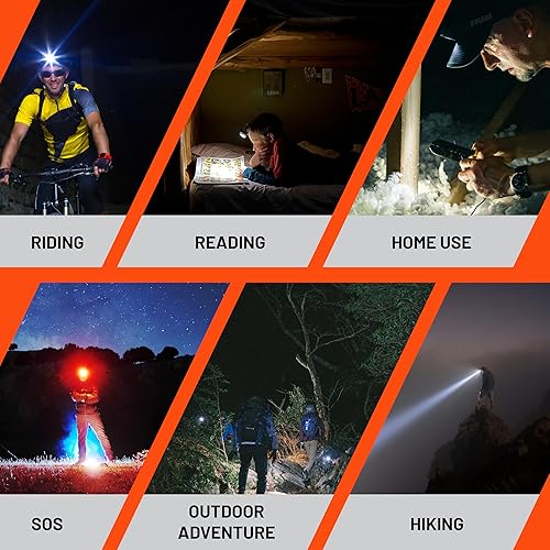 Miniatura 5 de FRAM FAC40008 Linterna frontal con luz blanca y roja, diadema cómoda, equipo de supervivencia, lámpara impermeable.