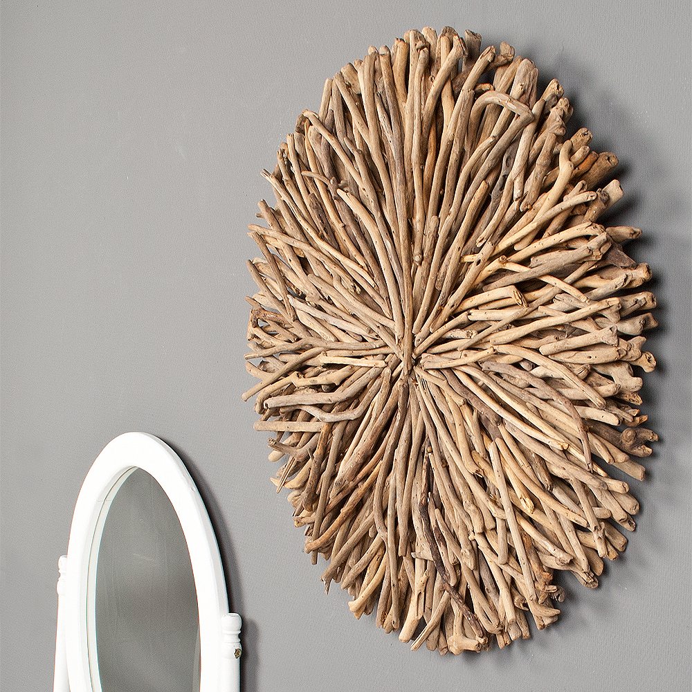 LEBENSwohnART Wand-Deko-Objekt BULAT Natural Ø ca. 70cm Treibholz Kreis Äste Wandbild Wanddeko