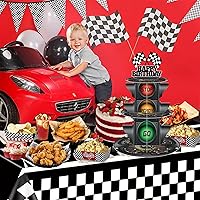 Vista 3 de Soporte redondo de 3 niveles para cupcakes con tema de luz de señal, soporte para postres con temática de coche, decoración de fiesta de cumpleaños