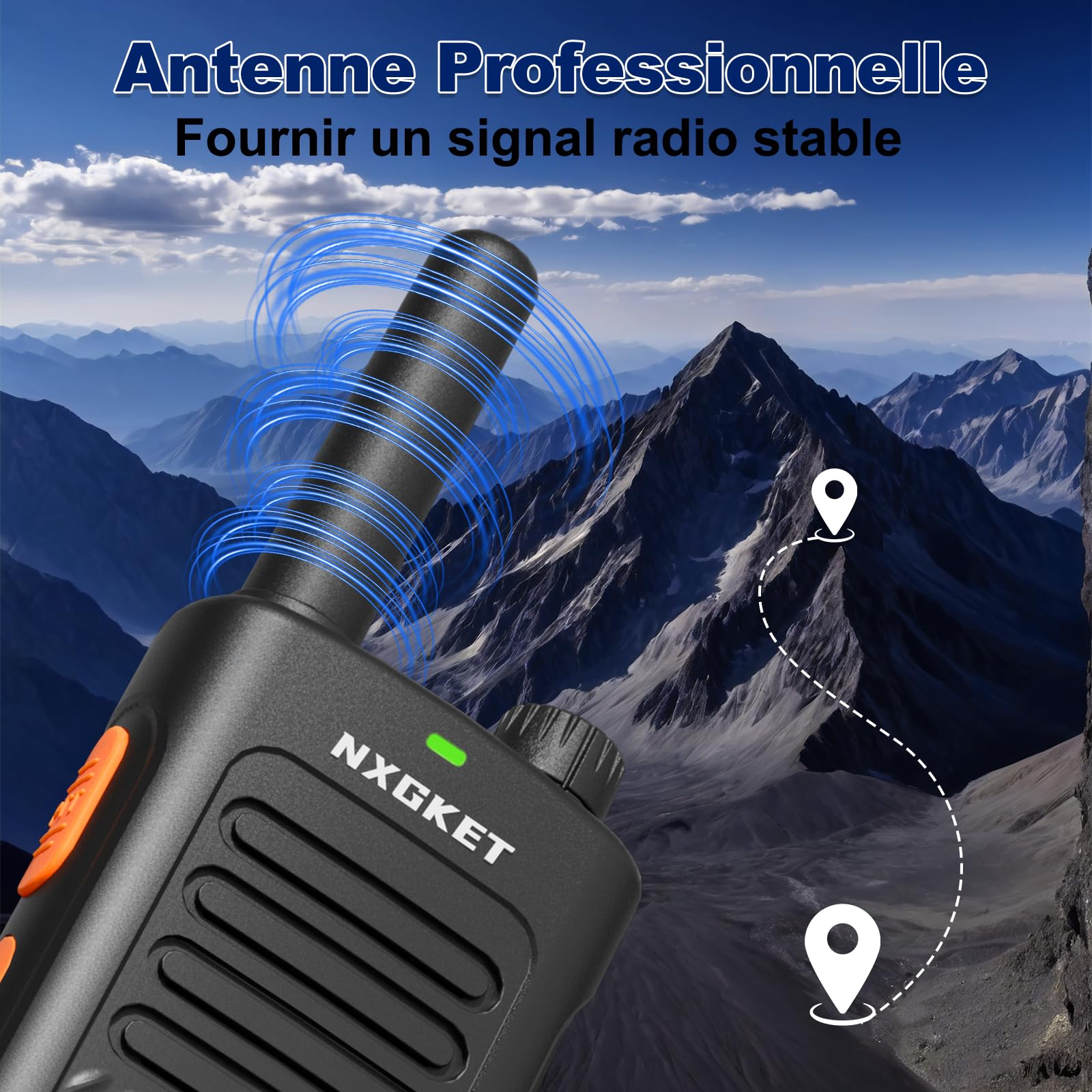 Talkies Walkie Longue Portée pour Adultes, PMR446 Talkie-Walkie Professionnels avec Batteries Rechargeables 1500 mAh, Licence 16 Canaux, Radio Bidirectionnelle, Chargement USB-C