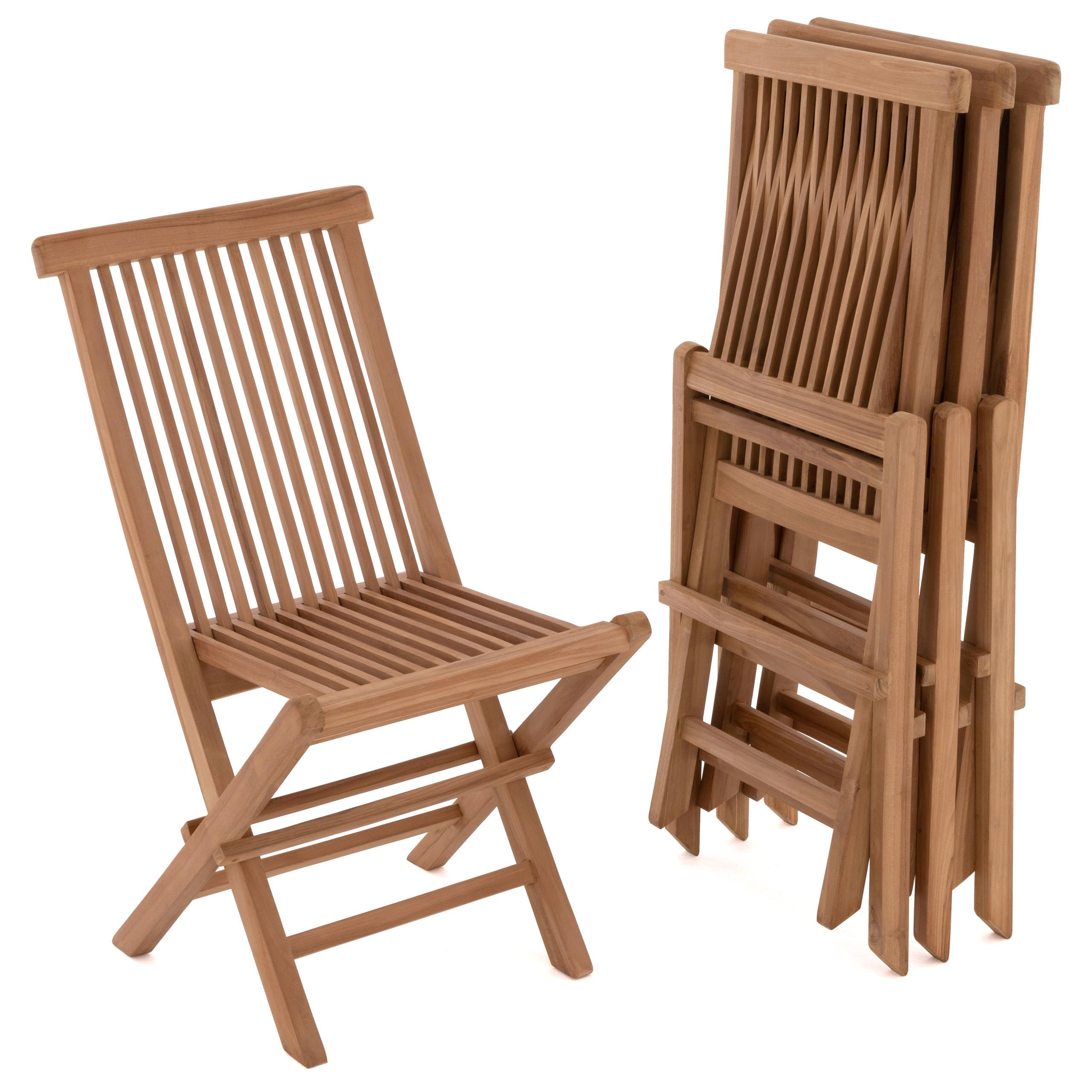 Divero 4er Set Klappstuhl Positano aus Teakholz, behandelt - Farbe: Braun