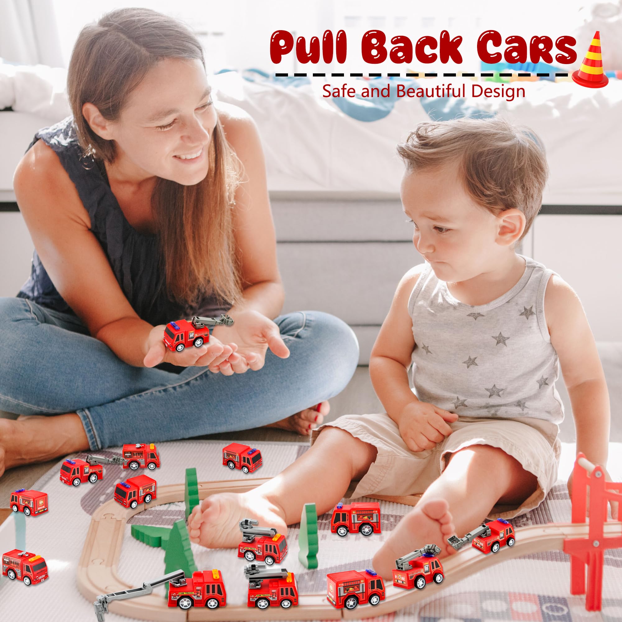 36 piezas de 4 estilos mini camión de bomberos de juguete de camión de bomberos pequeño juguete de plástico a granel camión de bomberos y bombero de juguete para niños bomberos suministros de 7