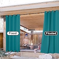 Vista 158 de NICETOWN Cortinas grises para exteriores para patio, impermeables, 2 paneles, resistentes al viento, a prueba de óxido, ojales superiores e