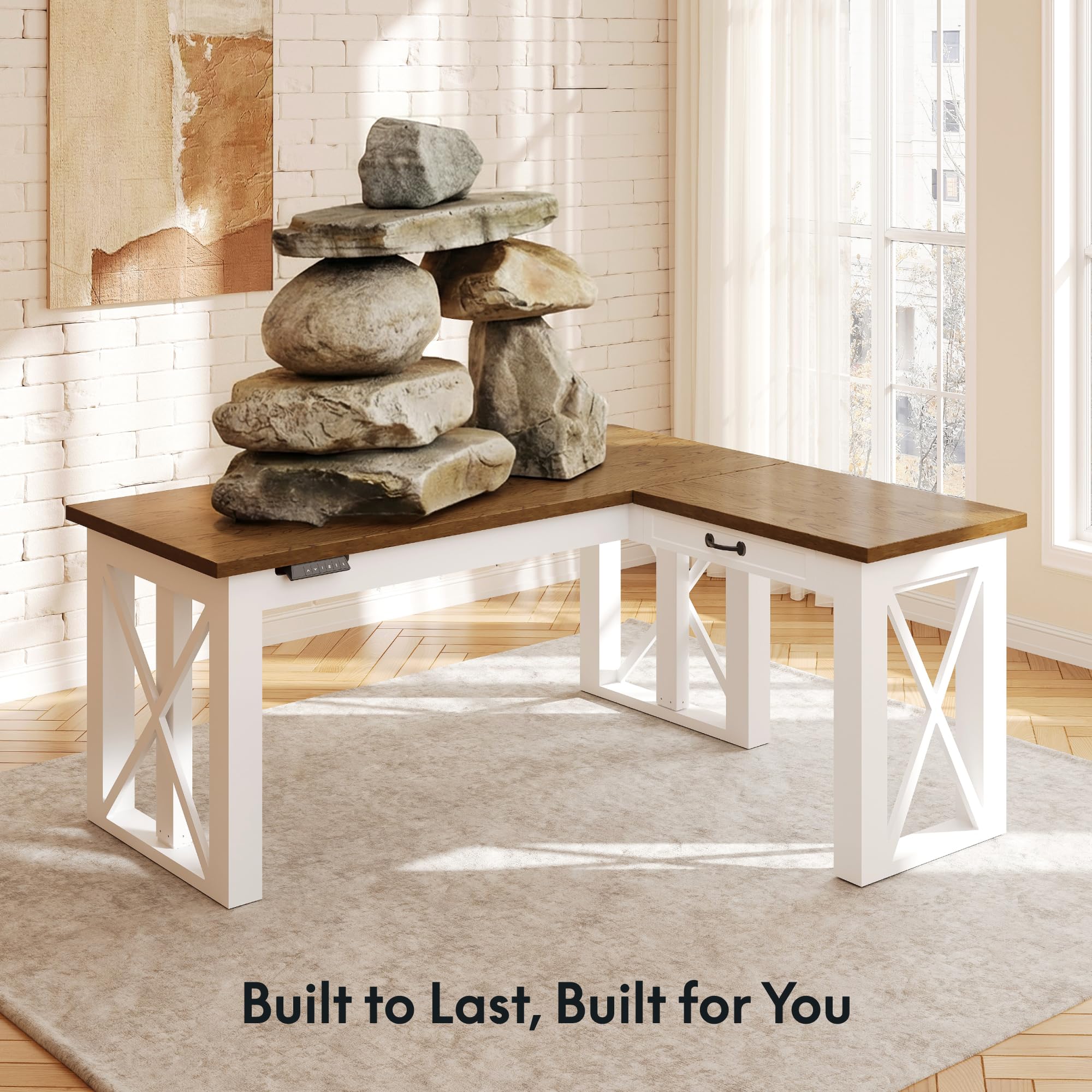 FLEXISPOT L-Shaped Standing Desk with Drawer 62x48 Sit Stand Executive Table Height Adjustable Corner Desk for Home Office — view 8