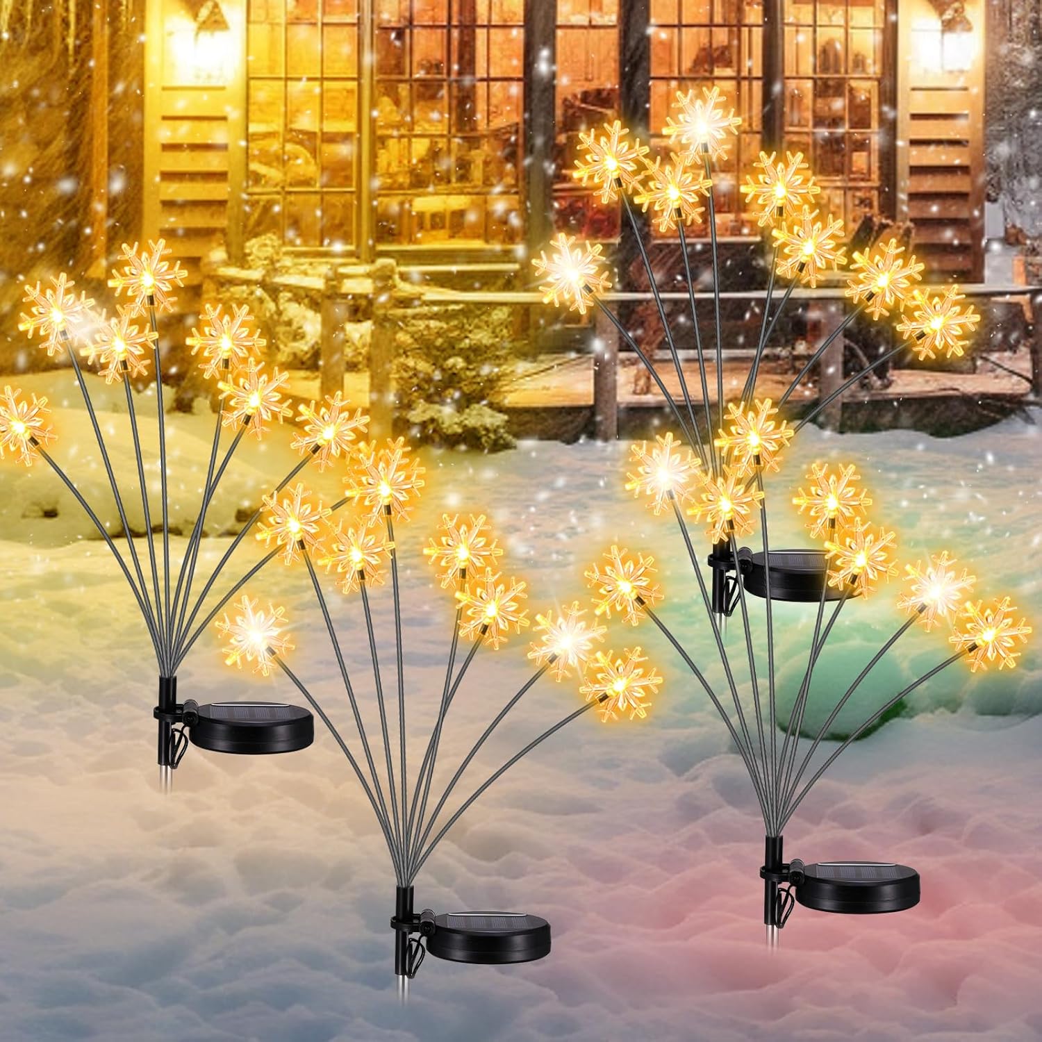 32LED Solar Christmas Garden Lights Solar Powered Snowflake Outdoor