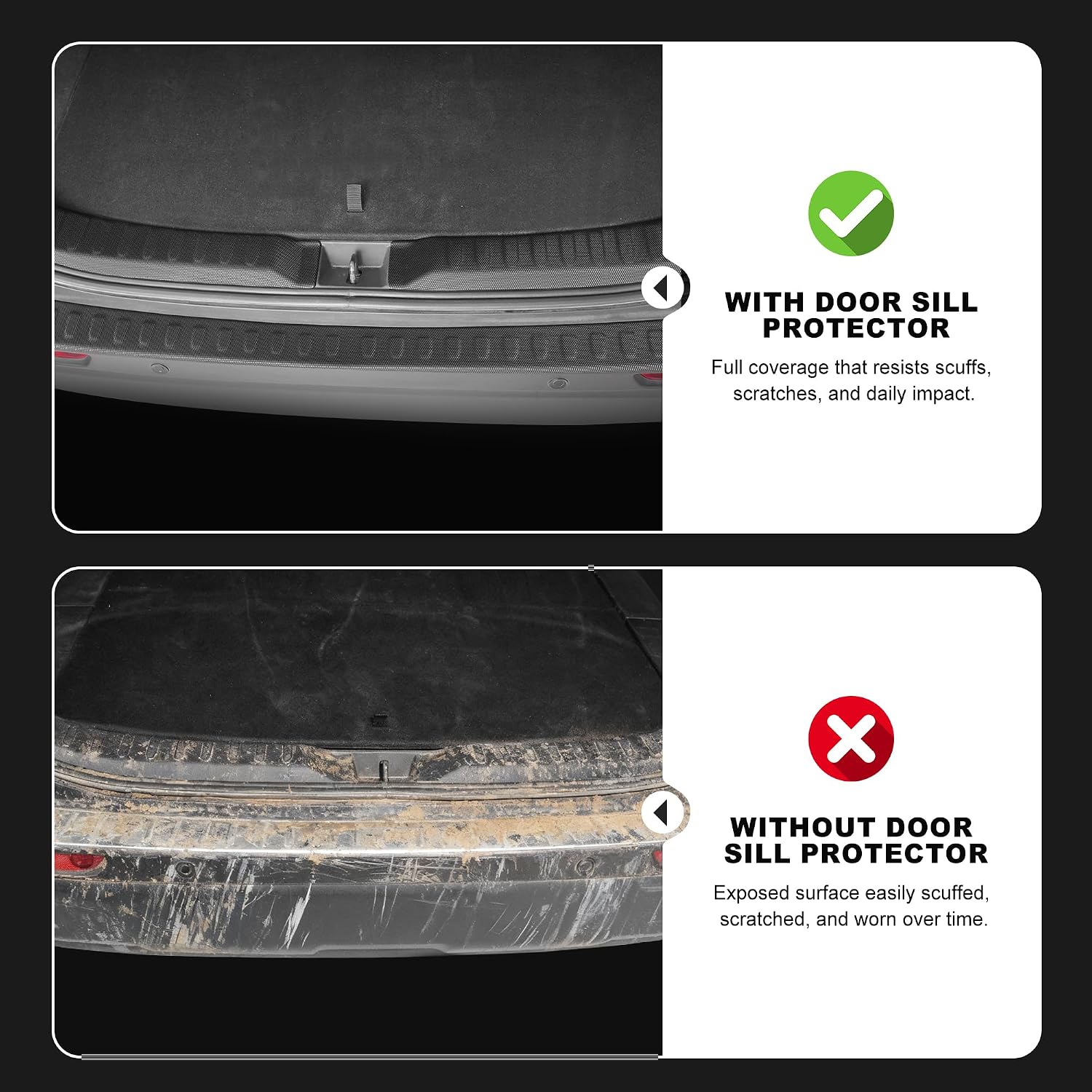 AOMSAZTO Trunk Inner & Outer Door Sill Protector for Toyota RAV4 2019-2025, Cargo Entry Scuff Guard, Wear-Resistant Protection for Daily Loading