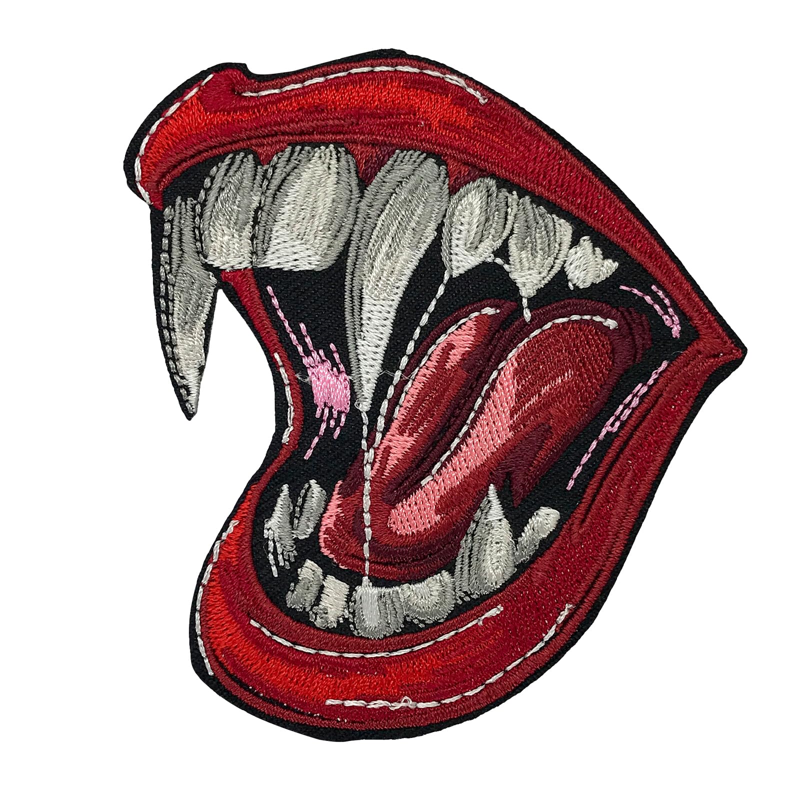 Iron On Patch, Vampire Lips & Fangs Patch, Cute Funny Embroidered Badge Iron/Sew on Applique Repair Patch, DIY Accessories for Clothes Jeans Backpacks Jackets Pants Hats Vest