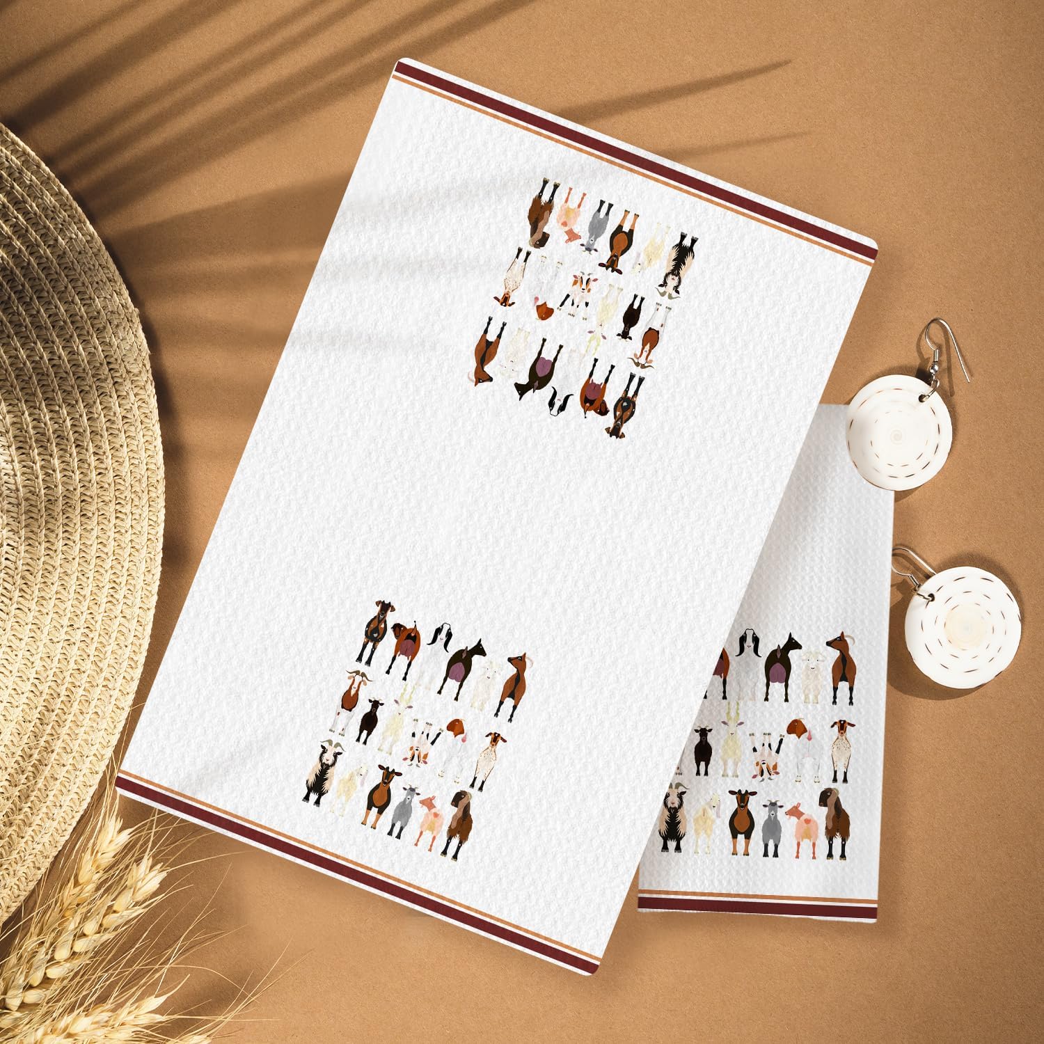 Goat Decor Kitchen Towels ，Watercolor Cartoon Various Goats Hand Towel Tea Towels ，Goat Gifts for Girls Women，Funny Goat Gifts Kitchen Bathroom Decor 16x24inch - Image 2