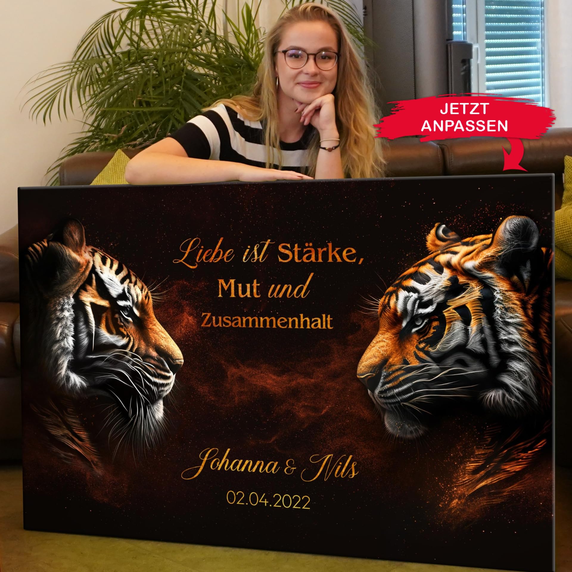 Liebesleinwand Personalisiertes Geschenk für Partner Innigkeit Geschenk Jahrestag, Verlobung, Hochzeitstag | Leinwandbild romantisch gestalten