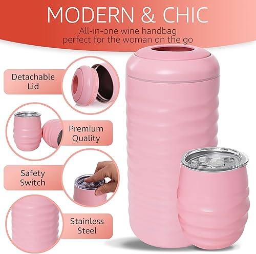 Miniatura 3 de Open The Wine Juego de 2 vasos de vino aislados con tapa, enfriador de botellas de vino y accesorios de vino, tapón, aireador, vertedor,