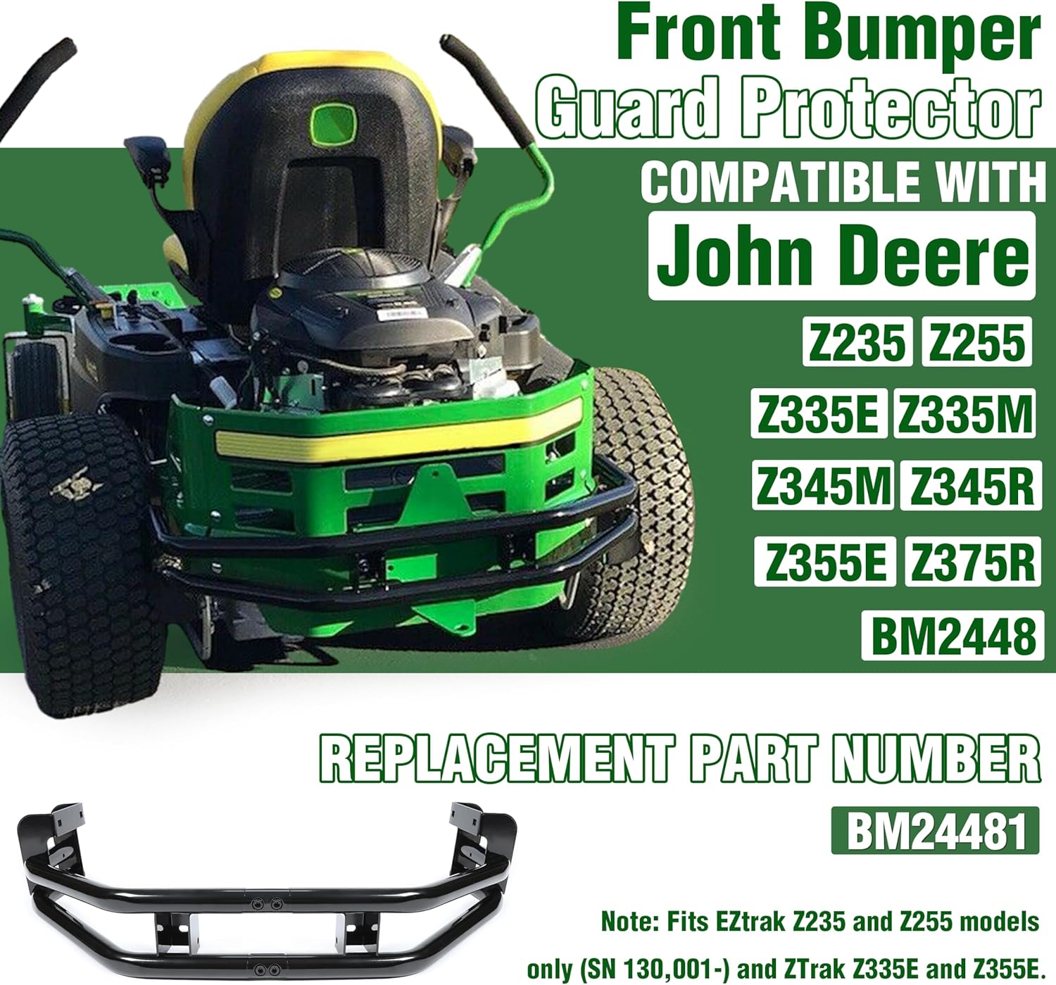 ECOTRIC Rear Bumper Bar and Hitch Kit Zero-turn Mowers Compatible With John Deere Z235 Z255 Z335E Z335M Z345M Z345R Z355E Z355R Z365R Z375R Replacement for BM24481