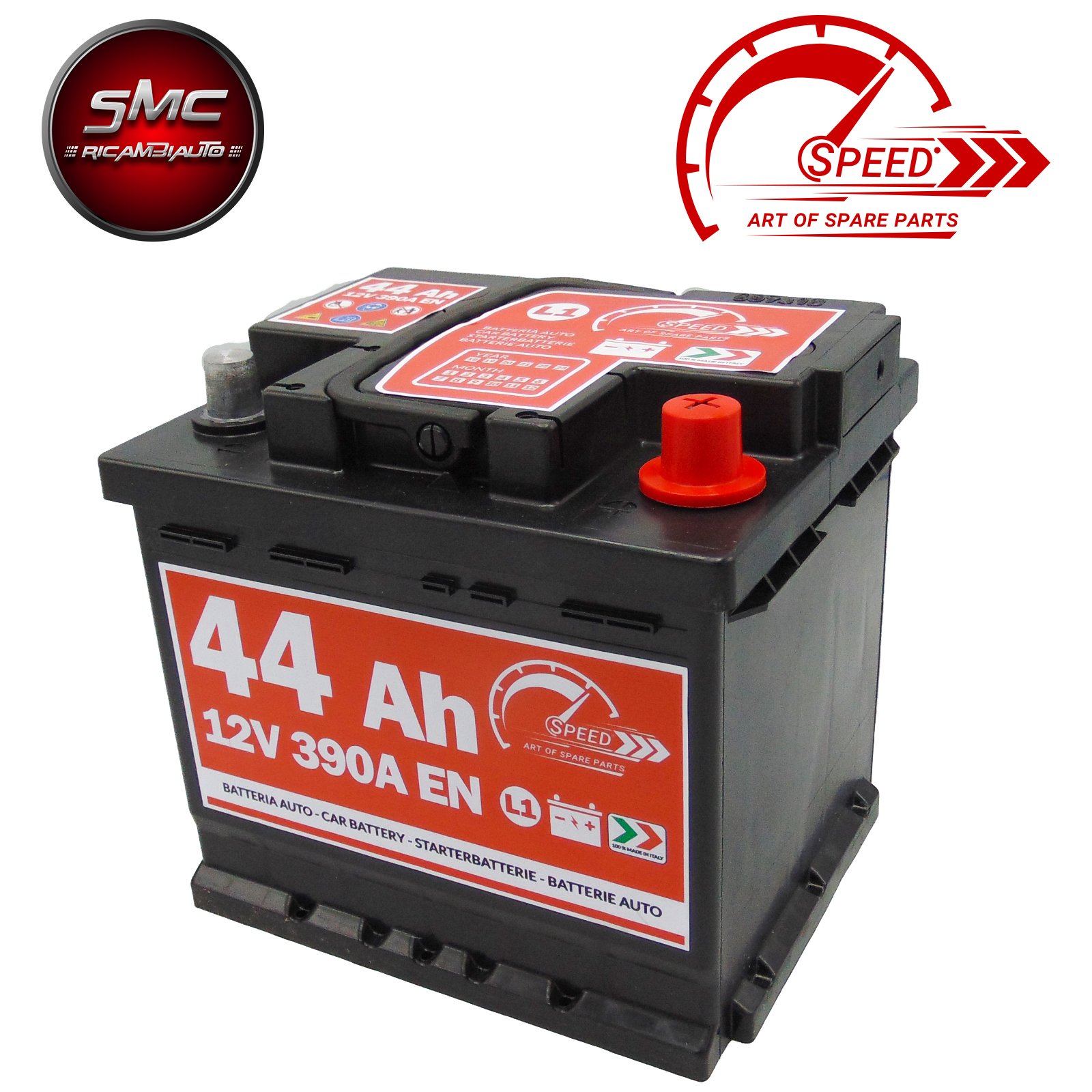 BATTERIA AUTO SPEED BY SMC cod L144 44Ah 390A Polo Positivo a Destra 12V