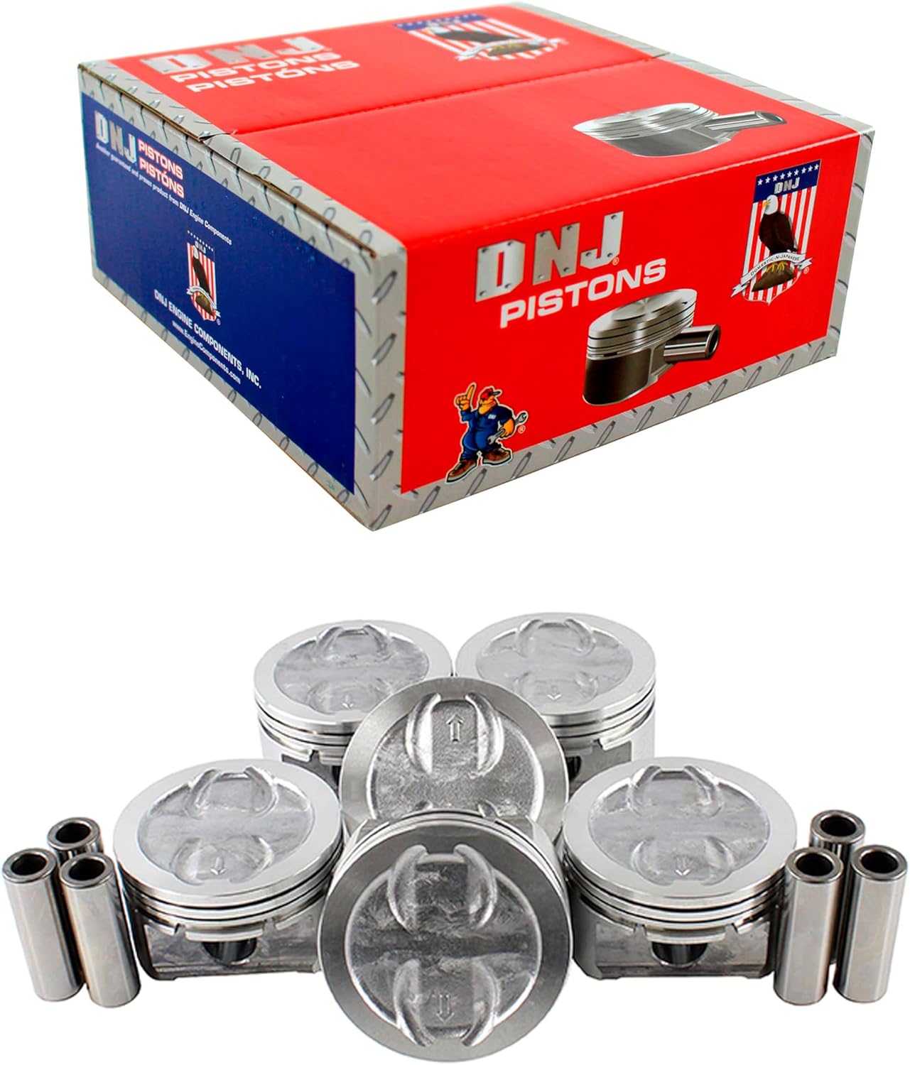 DNJ P3127 Piston Set Standard for 1992-2014 Chevrolet, GMC, Isuzu, Oldsmobile Astro, Blazer, Bravada 4.3L V6 12V OHV 262cid