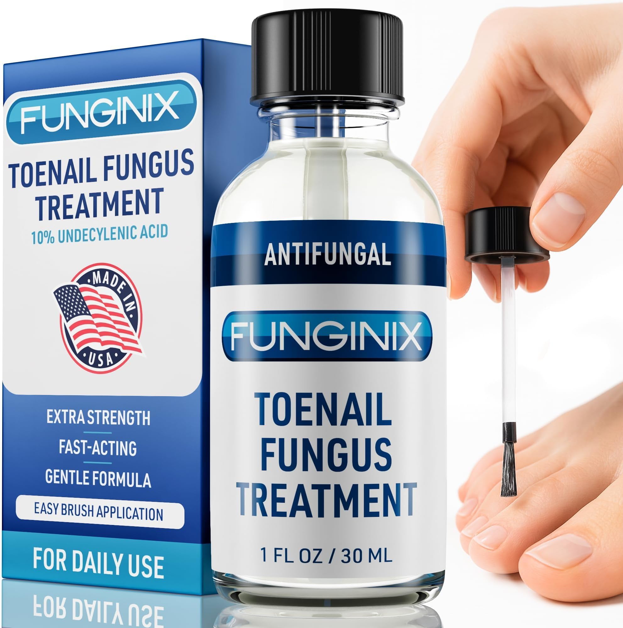 FUNGINIX Fungus Treatment - Toe Fungus, Finger Fungus, and Foot Fungus Solution Made In the USA - Extra Strength (1 Bottle)