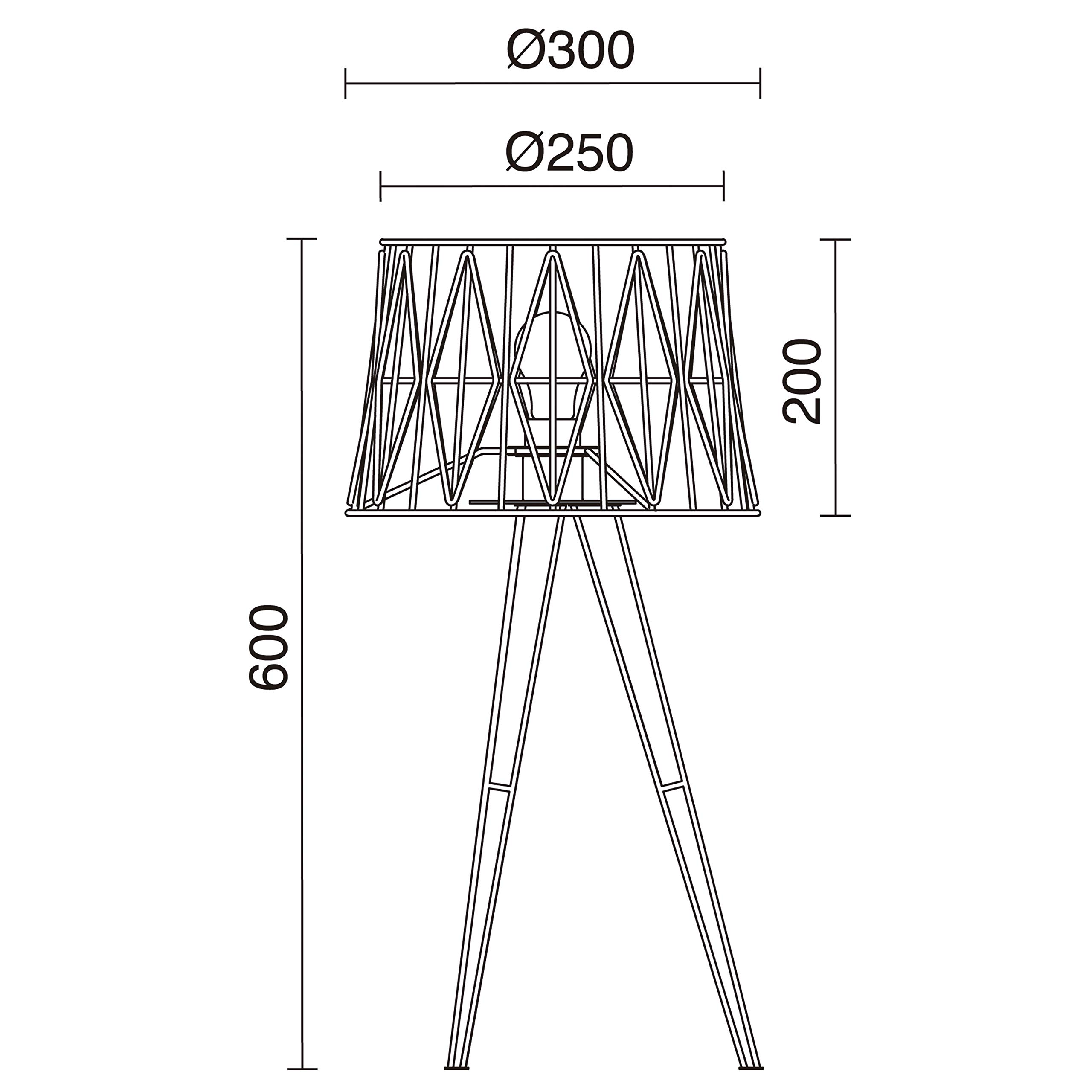 EXO Lighting TESS Tischleuchte Weiß – Minimalistische Stativ-Tischlampe Aus Stahl, E27 Fassung, Ø 30 Cm X 60 Cm
