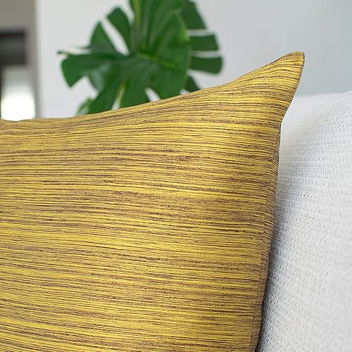 Miniatura 2 de The White Petals Fundas de cojín amarillo mostaza para sofá, sofá y cama (16 x 16 pulgadas, paquete de 2)