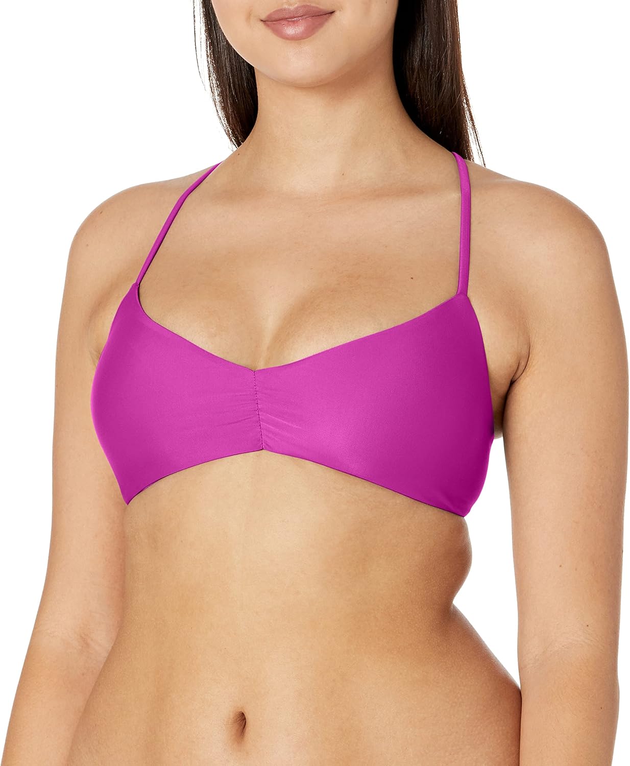 Body Glove Women's Smoothies Mika Solid Halter Triangle Bikini Top Swimsuit with Cross Tie Back
