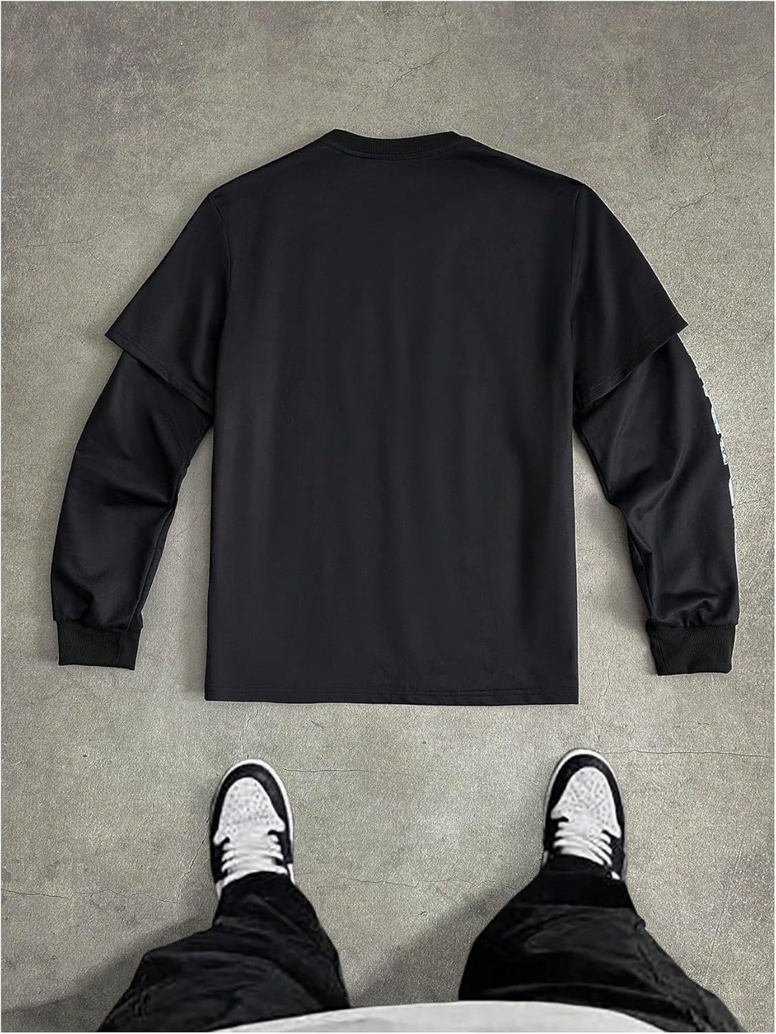 SOLY HUX Men's Letter Graphic Tees Crew Neck Long Sleeve 2 in 1 T Shirt Tops Streetwear - Image 2