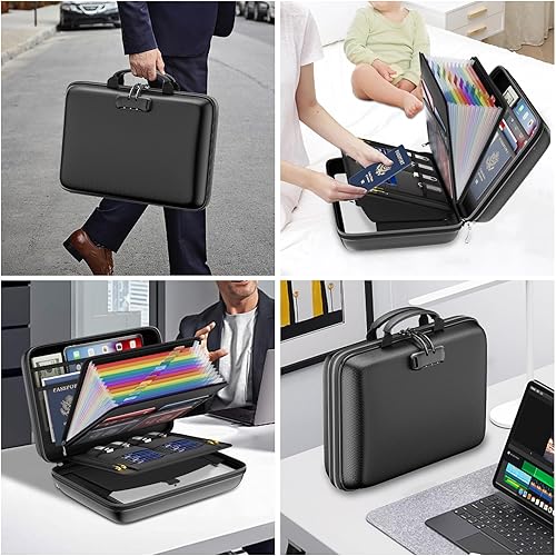 Miniatura 6 de Organizador de archivos ignífugo con cerradura y carcasa rígida DocSafe, caja de documentos ignífuga con carpeta de archivos de acordeón de 13