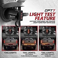 Vista 2 de OPT7 Adaptador de remolque de 7 pines a 4 pines con indicadores LED, probador de luz de 3 funciones, hoja de 7 vías a conector plano de remolque
