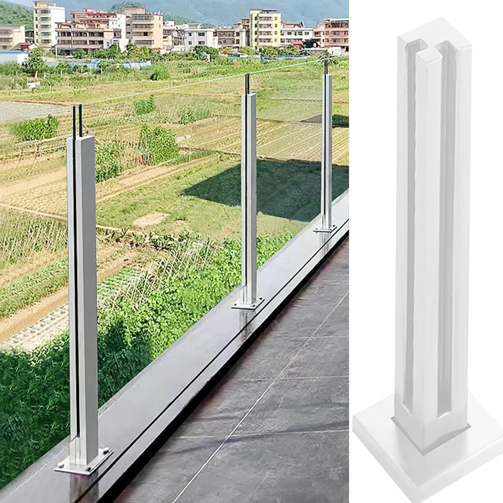 Poste de balaustrada cuadrado blanco HOMEs para barandilla de escalera interior y balcón moderno