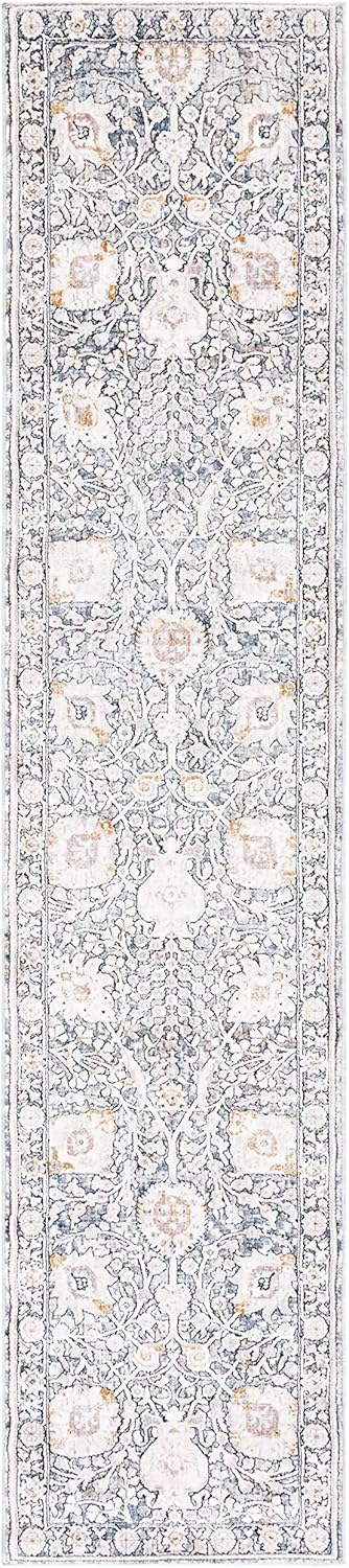 SAFAVIEH Moon Dust Collection Runner Rug - 2' x 9', Ivory & Grey, Vintage Design, Non-Shedding & Easy Care, Ideal for High Traffic Areas in Living Room, Bedroom (MND650A)