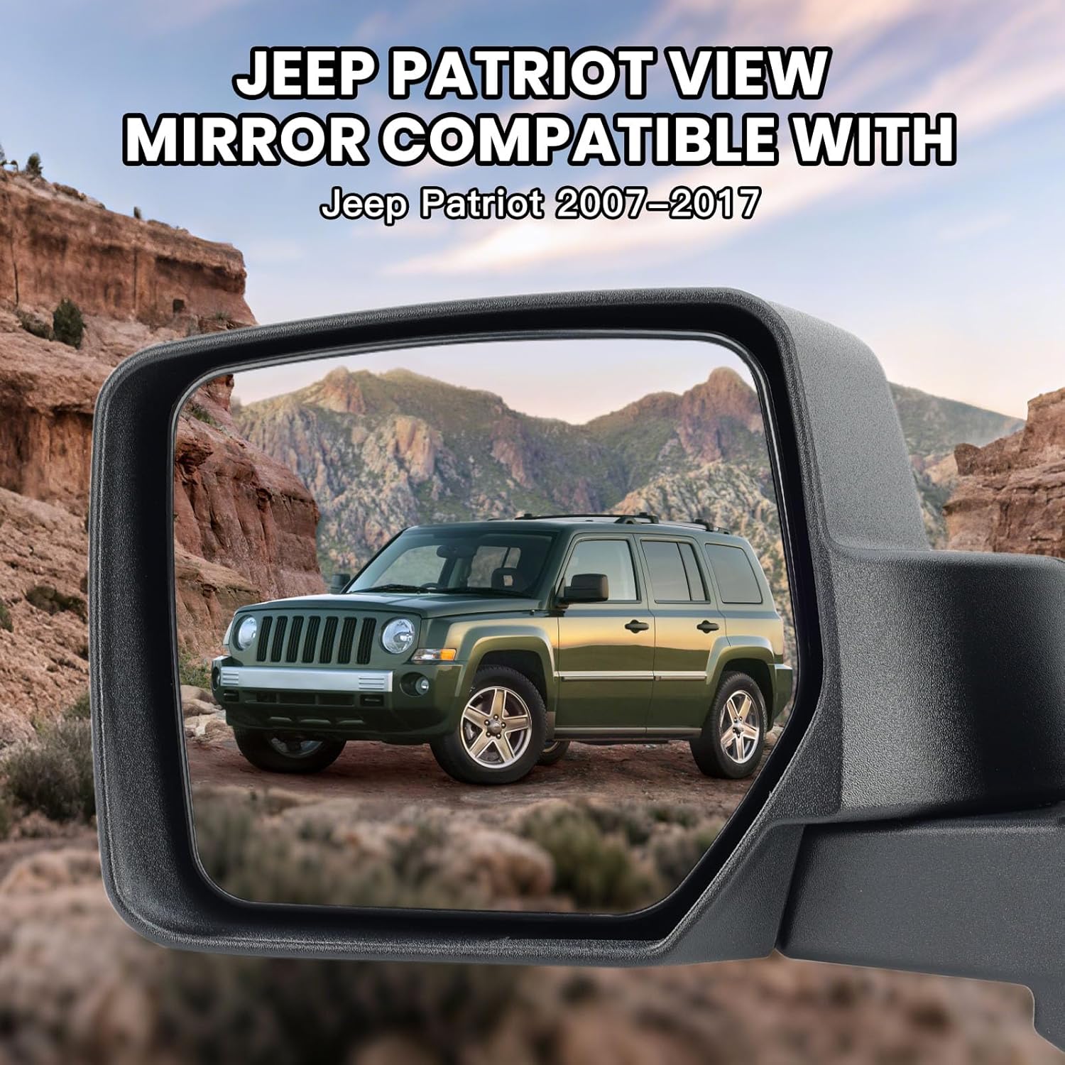 Left Driver Side Mirror Compatible with Jeep Patriot 2007-2017 Manual Non-Heated Replacement For CH1320281 | 5155457AK (Black)