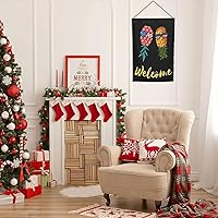 Vista 5 de Banderas de piña al revés, bienvenida y abajo para travesuras, bandera de jardín, pancarta de lino de doble cara para swingers, 12.5 x 18 pulgadas