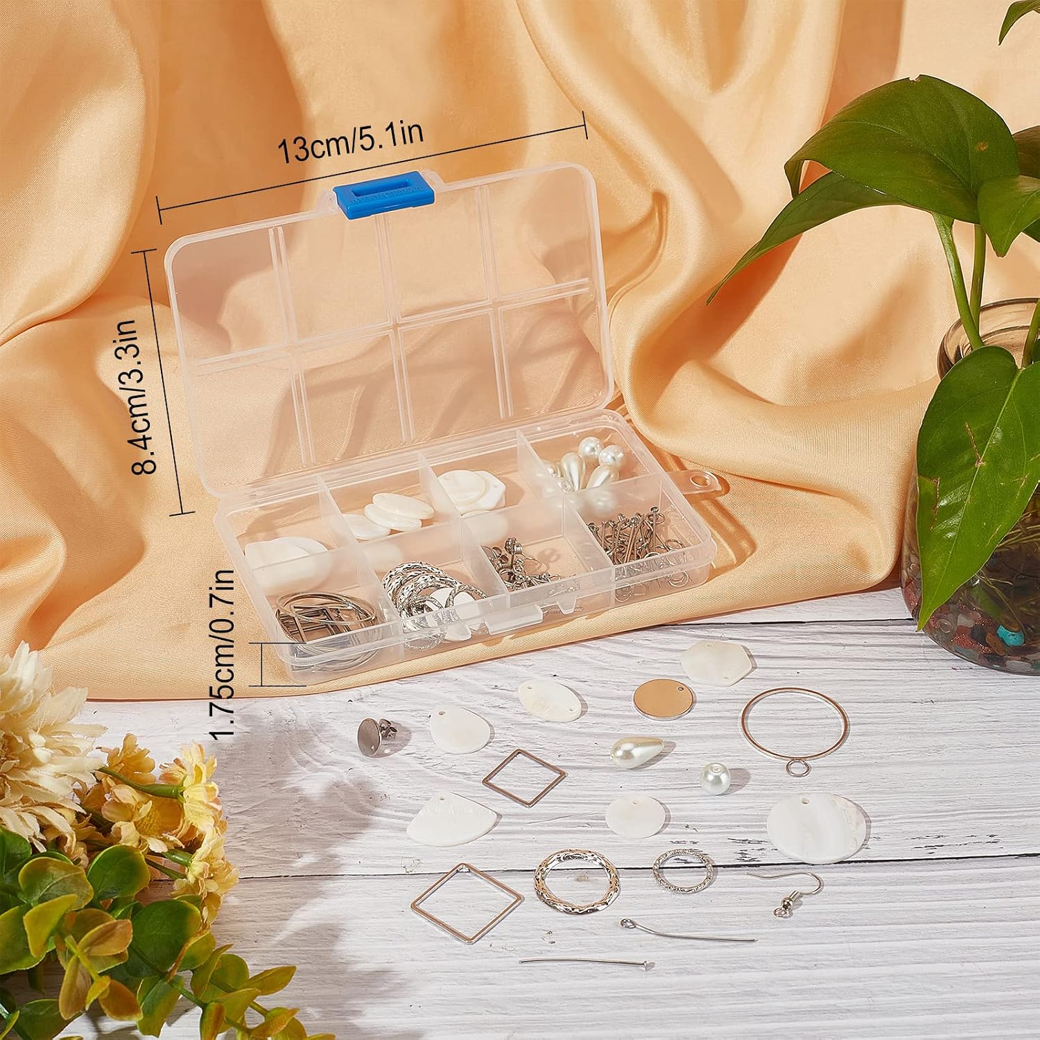 SUNNYCLUE 1 Box DIY 10 Pairs Flat Round Charms Square Linking Rings Earring Making Kit Natural Seashell for Jewelry Glass Pearl Beads Hooks Jump Ring Starters Women Instruction (DIY-SC0018-72-7SC)