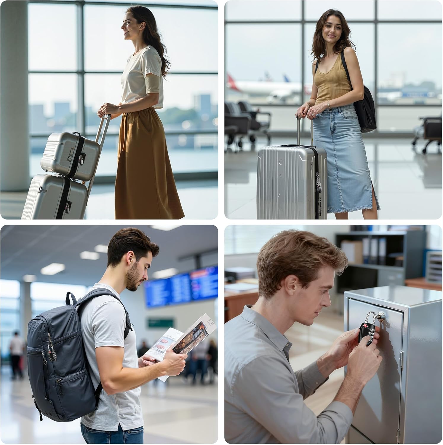 TSA Approved Luggage Combination Locks, T Tersely 4 Digit Combination Padlock with Alloy Body TSA Lock for Travel Bag, Suit Case, Lockers, Gym, Bike Locks or Other (4-Pack)