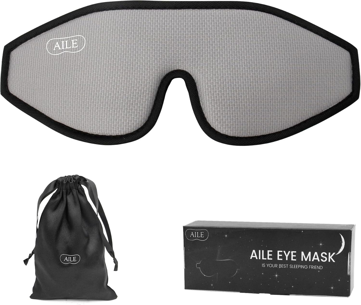 AILE Eye Mask, Sleep Mask for Back and Side Sleepers, 100% Light-Blocking, Adjustable Strap, Brown