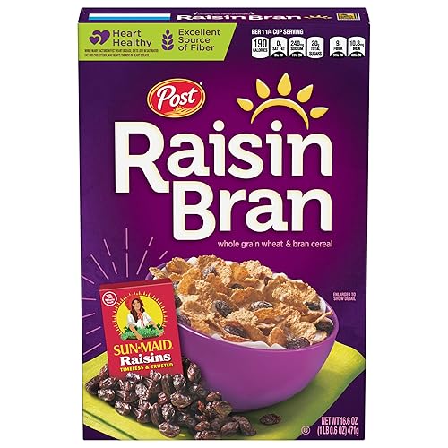 Post Raisin Bran, Cereal de desayuno de trigo y salvado, Kosher, 16.6 onzas