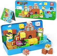 Magnetic Blocks Travel Toys with Portable Metal Tin - STEM Magnet Building Blocks Toddler Kids Toys for 3 4 5 6 7 8 Year Old Boys & Girls Xmas Birthday Gifts Classroom Must Haves Decor