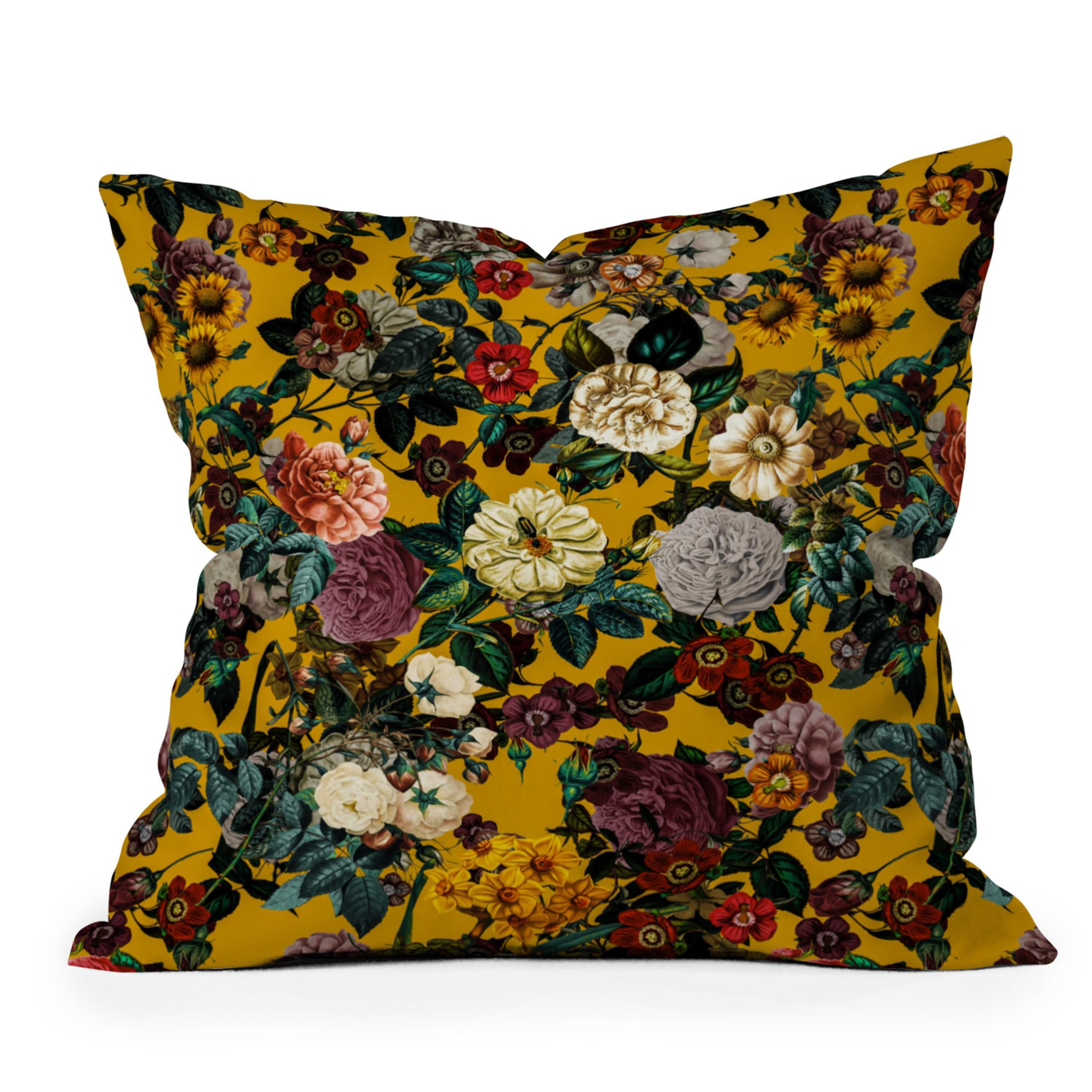 Society6 Throw Pillows with Pillow Insert - Home Decor by Burcu Korkmazyurek - Decorative Accent Pillows for Couch or Bed, 18” x 18”, Exotic Garden V