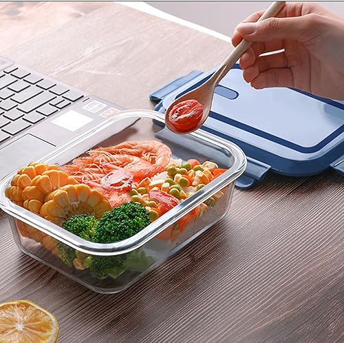Miniatura 7 de 6 recipientes rectangulares de vidrio para almacenamiento de alimentos con tapas, recipientes de preparación de comidas para almacenamiento de