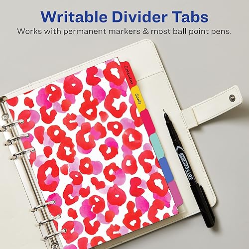 Miniatura 4 de Avery Divisores de agenda para planificadores A5, juego de 6 pestañas, diseño de animal de guepardo cepillado, 1 juego (25455)