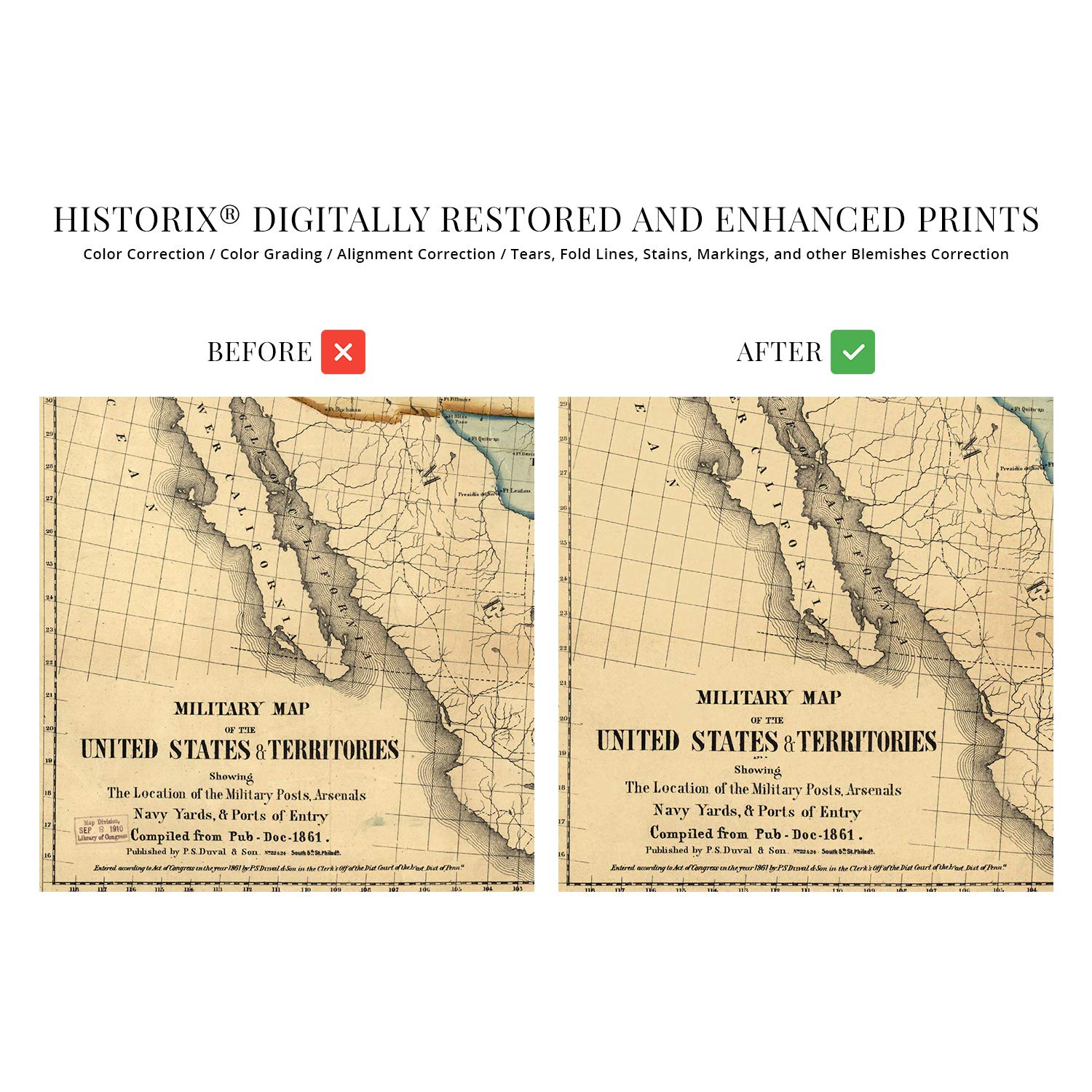 Amazon.com: HISTORIX Vintage 1861 American Civil War Map - 24x32