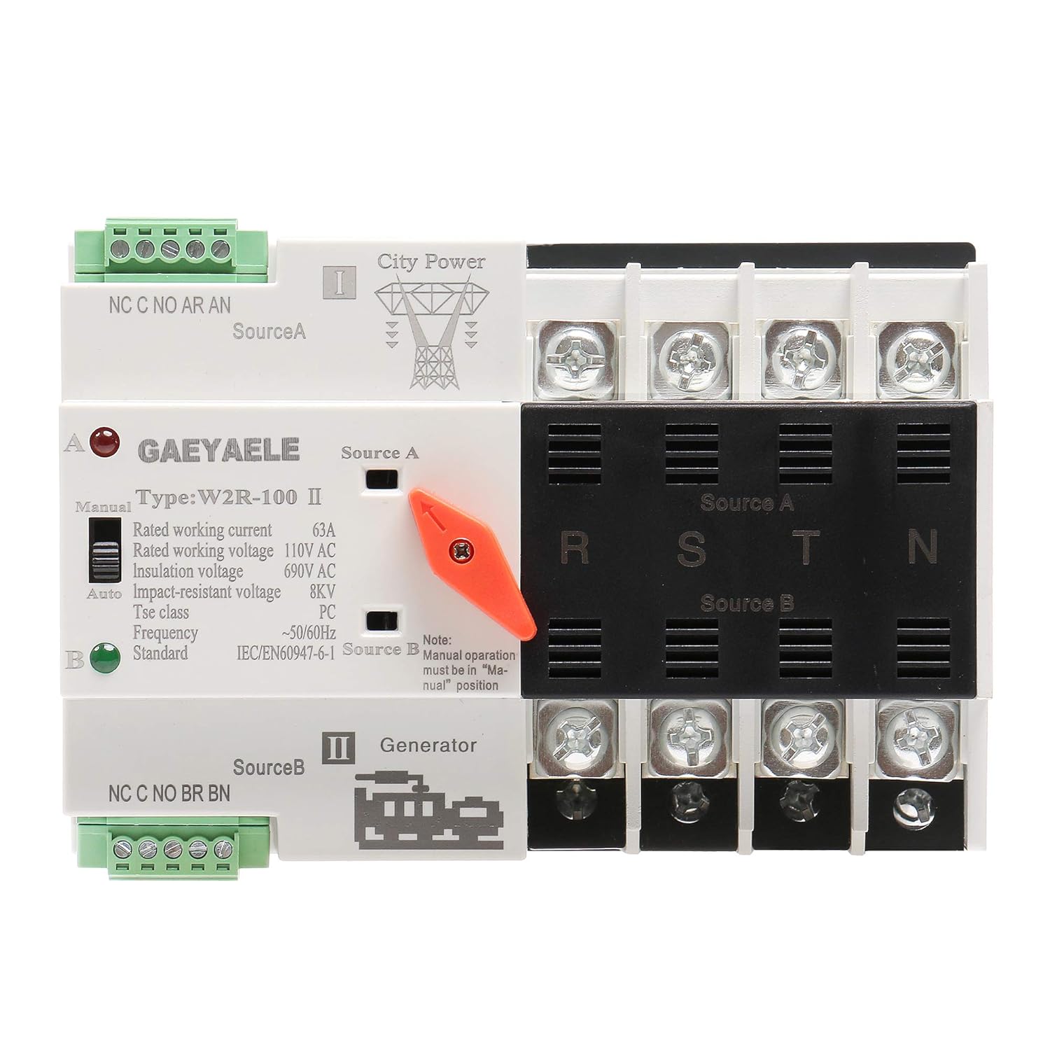 Get Special Price GAEYAELE W2R Mini ATS 4P 110V Automatic Transfer Switch Controller Electrical Type ATS Max 63A 4POLE